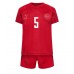 Fotballdrakt Barn Danmark Joakim Maehle #5 Hjemmedraktsett VM 2022 Kortermet (+ Korte bukser)